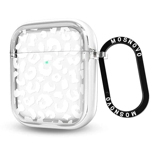 MOSNOVO AirPods Case, Stylish White Leopard Slim Case Cover with Shockproof Dual Layer Hard Bumper Protective Case for Apple AirPods 1 & 2 - Image 1