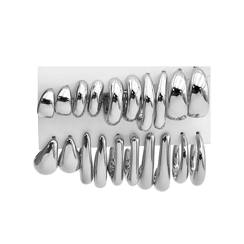 FOURPG 10 Pairs Hypoallergenic Chunky Gold Dangle Earrings for Women Trendy Thick Gold Plated Hoop Earrings Set Lightweight Jewelry - Image 1
