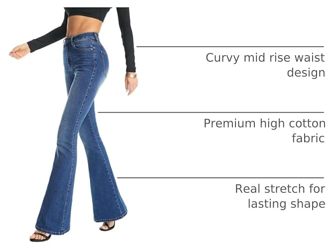 FLYING BANANA Women's Totally Shaping Curvy Stretchy Bootcut Flare Denim Jeans thumbnail 4