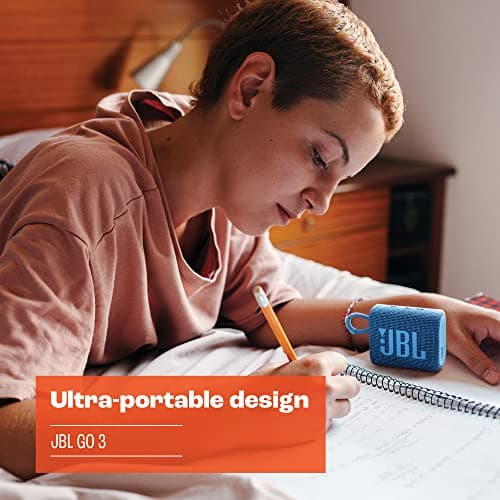 JBL Go 3 Eco - Portable Mini Bluetooth Speaker, big audio and punchy bass, IP67 waterproof and dustproof, 5 hours of playtime, Made in part with recycled materials (Eco White) thumbnail 4