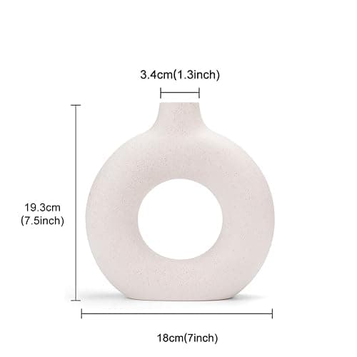 CEMABT Vasen für Pampasgras, handgemachte Vase, getrocknete Blumen, Keramik, Weiß, Handwerkliche Ornamente für die Dekoration des Bürohauses, Vasenset (M, Beige) thumbnail 3