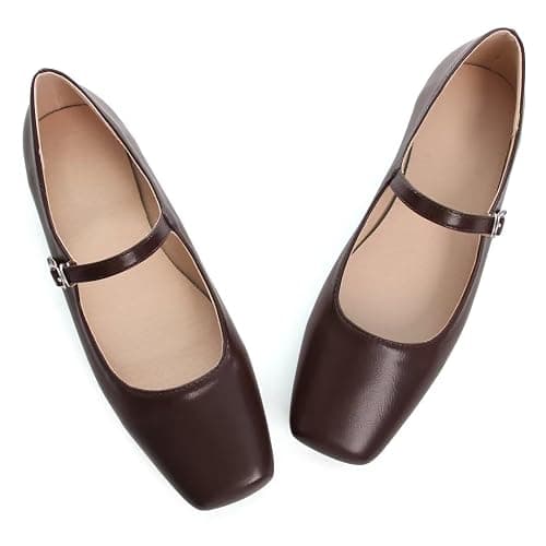 TN TANGNEST Leather Flats for Women Comfortable Square Toe Slip On Flats Soft Work Flats Retro Mary Jane Flats thumbnail 6