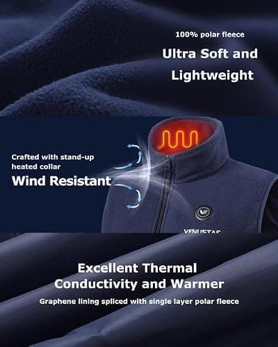 Venustas Women's Fleece Heated Vest with Battery, Lightweight Electric Heated Coat thumbnail 4