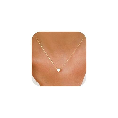 Ieftop Valentines Gifts for Kids Teen Girls - Dainty 14K Gold/Silver Plated Cute Heart Handmade Disc Circle Bee Choker Adjustable Necklace for Her Women Teenage Girl Trendy Jewelry - Image 1