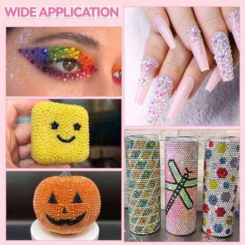34000Pcs Resin Rhinestones for Bedazzling Kit, Mixed-Color 3mm Bedazzled Crystal with 3Pcs 10ml B7000 Jewelry Glue, Flatback Gems for DIY Crafts Clothing Nail Art Makeup thumbnail 6