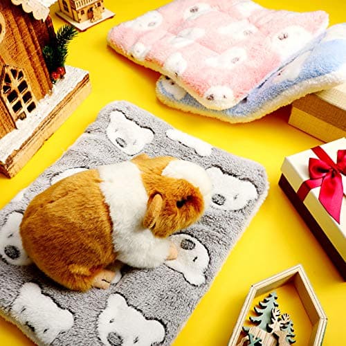 Jetec 3 Pcs Guinea Pig Beds, Fleece Small Animal Mats, Bear, Light Pink | 10 x 11 in Soft Double Sided Fleece Pad for Rabbit, Hamster, Chinchilla, Rat, Warm Hideout, Cozy Small Animal Cage Bed thumbnail 7