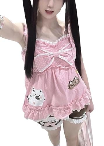 Sweet Y2k Lace Patchwork Tank Women Silm Fit Cute Streetwear Camisole Harajuku Kawaii Grunge Tops - Image 1