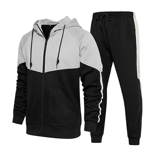 AOTORR Mens Tracksuit Set Full Zip Hooded Jacket Jogging Tops Bottoms Sweatshirt Suit with Pockets - Image 1