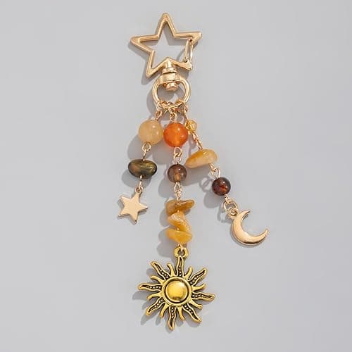 IPEWOEF 1Pcs Sun and Moon Keychain Star Keychains for Women Colorful Star Key Chain y2k Sunshine Keychain Beads Gemstone Aesthetic Bag Charms Key Chains Women Cute Purse Charms for Handbags thumbnail 8