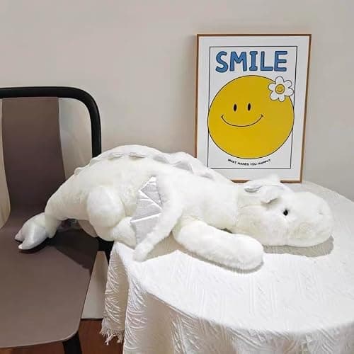 Leahaoe Weighted Dragon Stuffed Animal, Soft and Sturdy Weighted Stuffed Animals for Kids and Adults, Medium White Dragon Stuffed Animal(35.4" 5Lbs) thumbnail 3