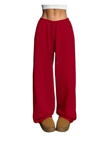 RoseSeek Women's Drawstring Waist Straight Streetwear Long Wide Leg Pants Casual Loose Baggy Workout Long Fall Sweatpants thumbnail 6