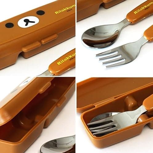 Generic Cute Bear Designed Fork and Spoon Flatware Set with Case (Brown), Medium thumbnail 3