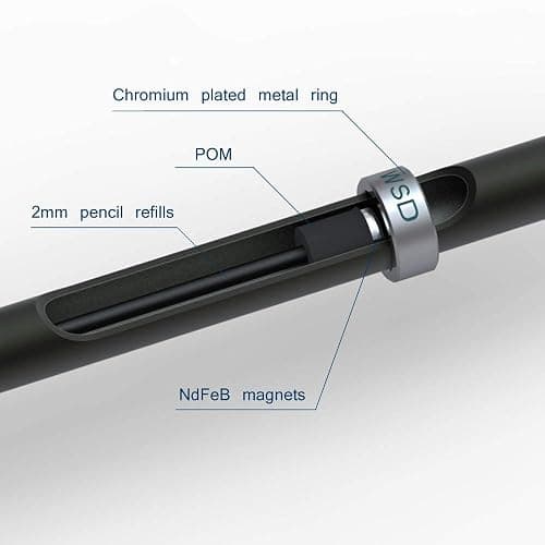 WSD Mechanical Pencils, Magnetic Control Pencil, CNC Machined, Universal 2.0mm Pencil Refill, Black thumbnail 3