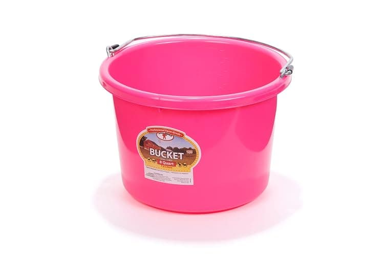 Little Giant® Plastic Animal Feed Bucket | Round Plastic Feed Bucket with Metal Handle | Made in USA | 8 Quarts | Hot Pink thumbnail 2