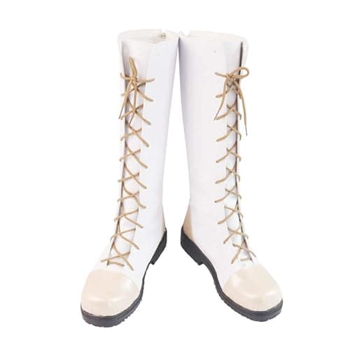 YuanCos White Anime Cosplay Shoes Lace-up Boots S008 - Image 1