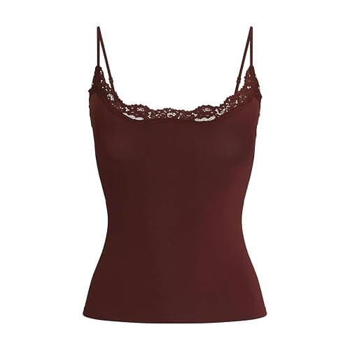 RUIWANBBY Padded Lace Trim Cami Top for Women Sexy Tank Top Spaghetti Strap Club Party Shirts Y2k Going Out Undershirt Tops thumbnail 6