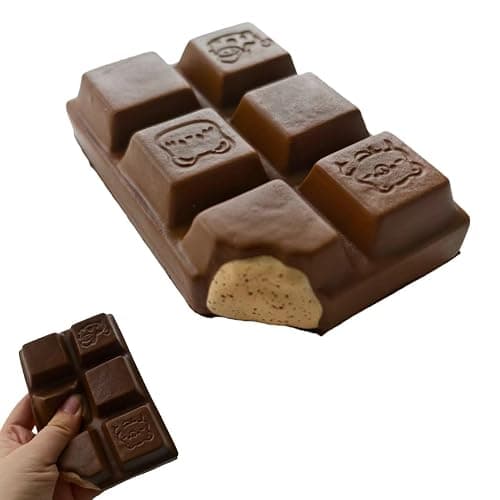 Realistic Chocolate Bar Squishy Slow Rising PU Foam Squeeze Toy, Sweet Scented Fake Food Fidget for Stress Relief, Kawaii Desk Decor Funny Prank Gift for Adults (Chocolate) - Image 1