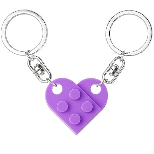 MPK Brick Matching Couple Heart Keychain, Gifts for Him Her Boyfriend Girlfriend Christmas, Wedding Anniversary Birthday Gift - Image 1
