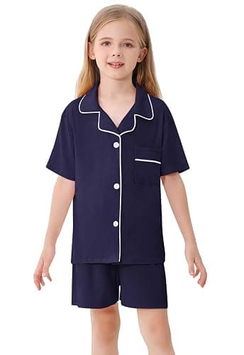 Umeyda Girls & Womens 2 Pieces Pajamas Sets Modal Sleepwear Button Down Short Sleeve Pjs Outfits thumbnail 2