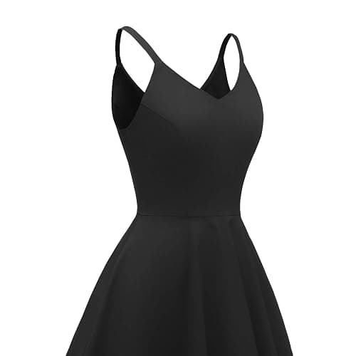 GOOBGS Women's 1950s Retro Vintage Spaghetti Strap Cocktail Swing Dresses with Pockets thumbnail 4