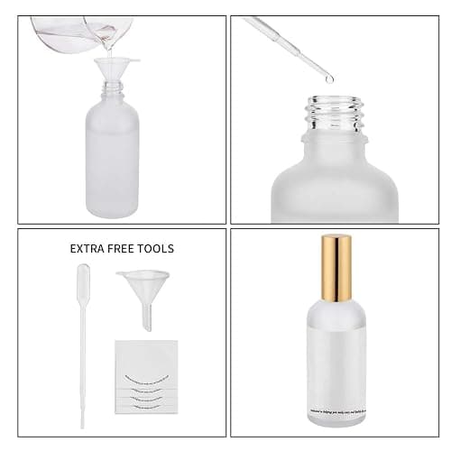 Glass Spray Bottle 3.4oz, Empty Frosted Perfume Atomizer, Fine Mist Spray,Gold Sprayer (2 PACK) thumbnail 6