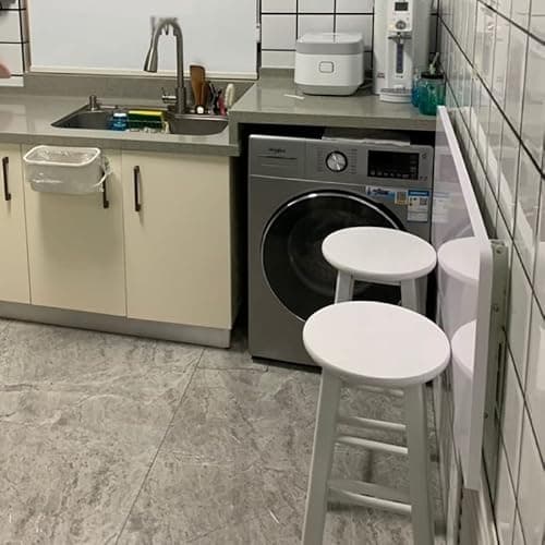 CYGJSYEA Wall Mounted Folding Table,White Floating Desk for Small Spaces,Stainless Steel Bracket Laundry Folding Table,Wall Folding Desk,Home Bars and Dining Establishments70x40cm /27.5" x 15.7" thumbnail 5