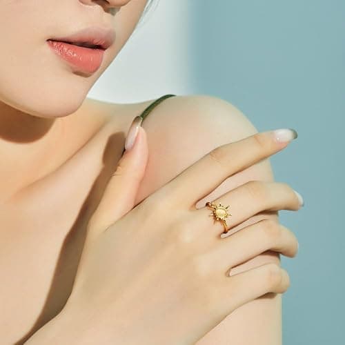 MYANAIL Sun Spinner Fidget Finger Rings for Women Anti Stress Anxiety Rings Sunflower Adjustable Rings thumbnail 6