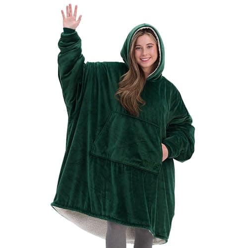 THE COMFY Original | Sherpa Lined Microfiber Fleece Wearable Blanket, Oversized Design with Hood and Pocket from Shark Tank - Image 1