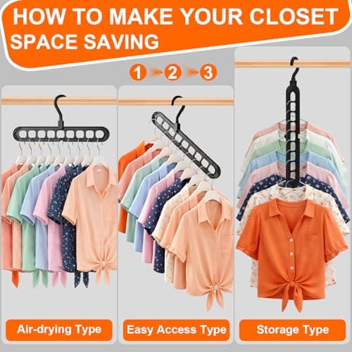 HEYHOUSE Closet Organizers and Storage,College Dorm Room Essentials,Pack of 10 Multifunctional Organizer Magic Space Saving Hangers with 9 Holes Storage Organization for Wardrobe Closet thumbnail 8