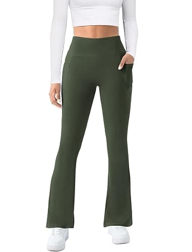 COPYLEAF Womens Yoga Pants with Pockets High Waisted Flare Leggings Bell Bottom Yoga Dress Pants Seamless Bootcut Pants thumbnail 2