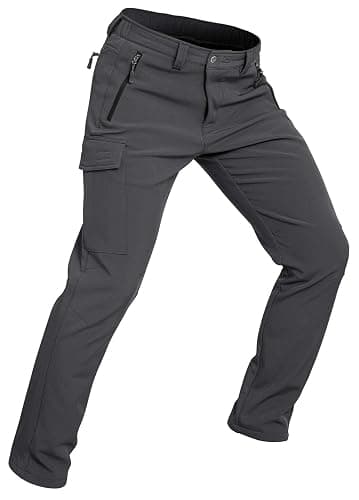 Wespornow Men's-Fleece-Lined-Hiking-Pants Water-Resistance-Snow-Ski-Pants Softshell Snowboarding Pants for Winter, Outdoor - Image 1