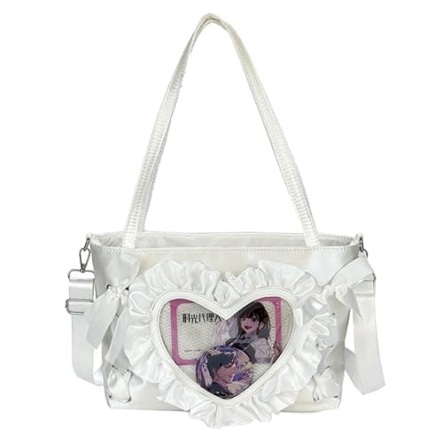 Sweet heart lace design shoulder bag ballet style drawstring messenger bag anime jk itabag bag female - Image 1