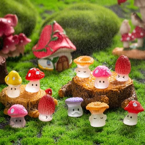 GDZRDFLH 24pcs Mini Mushrooms Cute Resin Tiny Mushrooms Statue Fake Miniature Mushroom Figurines for Fairy Garden Terrarium Accessories Decor Micro Landscape Craft thumbnail 3