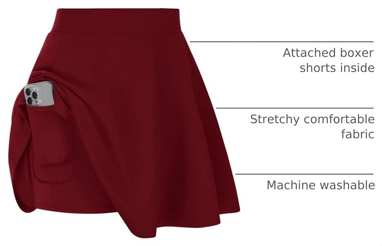 Hanna Nikole Women Plus Size Skater Skirt High Waist Flared Skorts | Elastic Lining with Pocket, Mini Casual Flowy Basic Pleated Skirts for Summer Concert Travel thumbnail 4