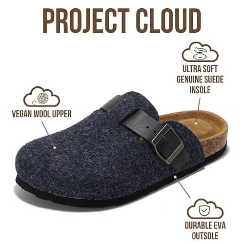 Project Cloud Genuine Leather Footbed Clogs for Women - Memory Foam Arch Support Slippers for Women - Trendy Slip-ons Women's Mules & Clogs Sandals (Benton) thumbnail 3