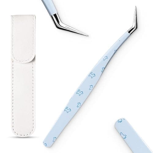 Cryslora Precision Craft Tweezers, Curved Extended Fine Tip Sticker Tweezers for 3D Scene Stickers, Scrapbooking, Journaling, DIY Paper Crafts, (Blue) - Image 1