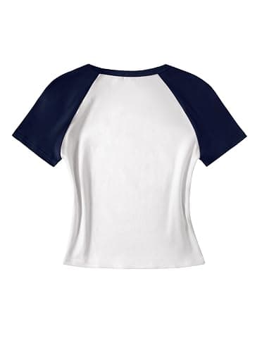Ecolala Girls Shirts Crew Neck Contrast Raglan Short Sleeve Bow Graphic Tees Cotton Casual Cute Summer Tops thumbnail 2