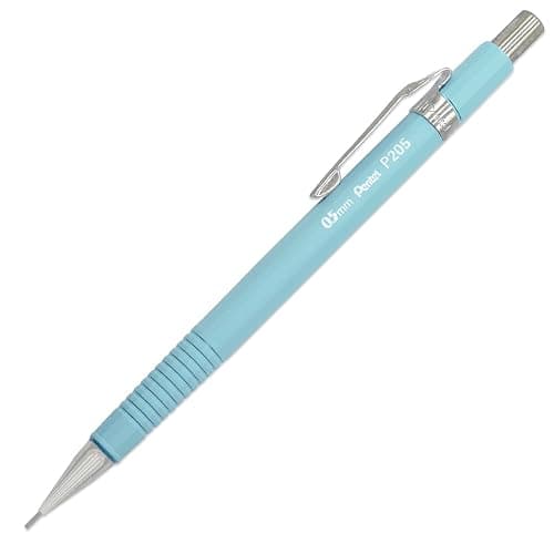 Pentel P205-97C Mechanical Automatic Pencil - Pastel Floral Range - Single + 12 Hi-Polymer HB 0.5mm Refill Leads + Z2-1N Eraser Refills Tube of 4 (Pastel Blue) thumbnail 3