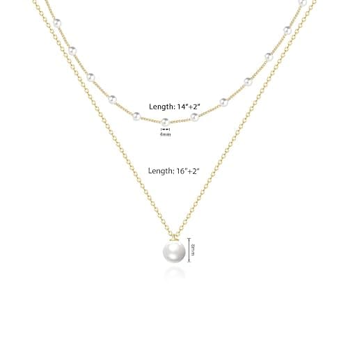 Partm Pearl Necklace for Women Trendy 14K Gold Plated Dainty Pearl Pendant Choker Set Handmade Pearl Gold Necklace Non Tarnish Simple Cute Jewelry Gifts for Women thumbnail 6