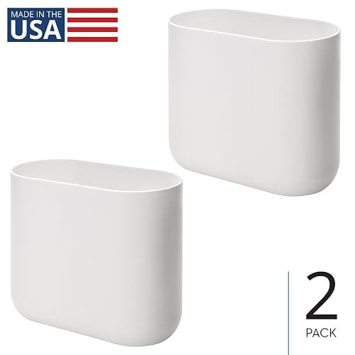 iDesign Small Slim Plastic Bathroom Trash Can, Garbage Can for Bedroom, Office, Desk, Dorm, 2-Pack, White thumbnail 4