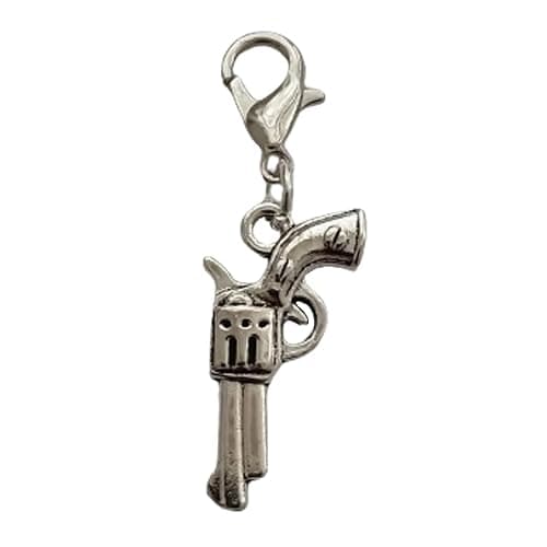 WYGUYO 2 Pcs Pistol Charms, Tiny 3D Gun Clip on Charm, Revolver Pendant Zipper Pull, Cowboy Jewelry - Image 1
