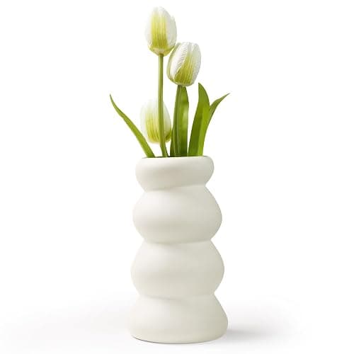 Umlaca Keramik Vase, Blumenvase, WeiB Dekorative Vasen für Pampasgras Deko, Modern Vase für Home Wohnzimmer Esstisch Bauemhaus Büro Dekor - Image 1