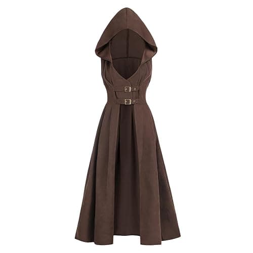 LTAKK Renaissance Costume Women Hoodie Medieval Pirate Dress High Low Corset Ren Faire Overdress with Hood - Image 1