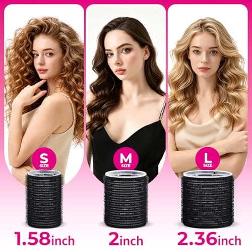 Teenitor 18pcs Hair Rollers Set, 9 Hair Rollers for Women and 9 Hair Clips 3 Sizes Self Grip Hair Rollers (40mm, 50mm, 60mm), Rollers Hair Curlers for Short Medium Long Hair thumbnail 3