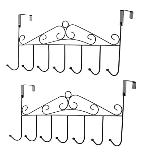 eywlwaar Over The Door Hooks Door Hanger Heavy Decorative Metal Rack for Home Use Hats Coats Key Bag Clothes Scarfs Door Hook - Image 1