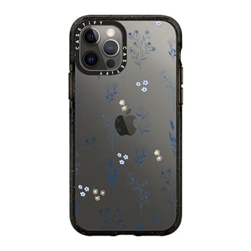 CASETiFY Impact Case for iPhone 12/ iPhone 12 Pro - Small Blue Flowers - Clear Black thumbnail 3