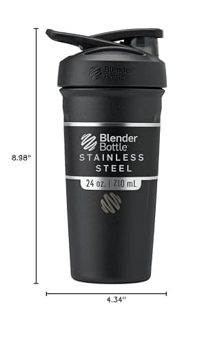 BlenderBottle Sport Flip Stainless Steel Shaker Bottle 24 oz Black | BPA Free Material thumbnail 3