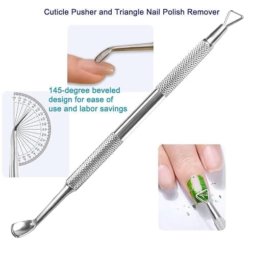 Pingispower Professional Cuticle Pusher Set, 2PCS Premium Stainless Steel Durable Cuticle Remover Manicure Tool Kit for Women at Home Salon, Fingernails and Toenails thumbnail 2
