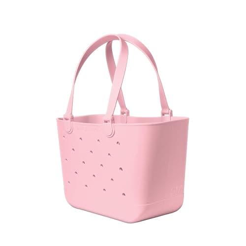 Simple Modern Large Beach Bag | Waterproof Getaway Rubber Tote with Zipper Pocket for Travel, Pool, Boat, Groceries, Sports | Blush thumbnail 5