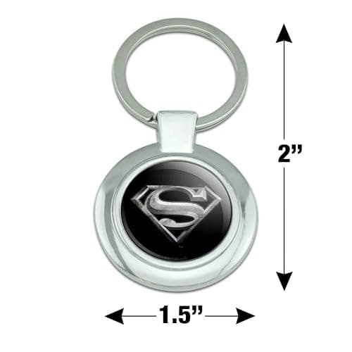 Superman Steel Logo Keychain Classy Round Chrome Plated Metal thumbnail 2